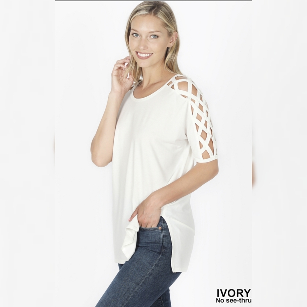 Zenana Outfitters Criss Cross Sleeve Top
